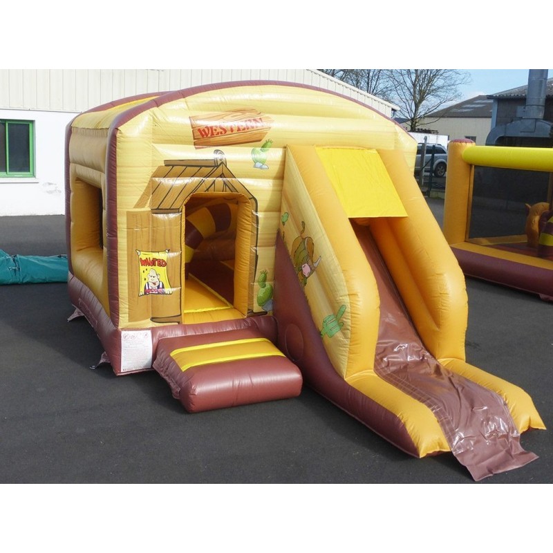 Location structure gonflable maison toboggan WESTERN